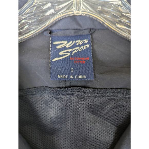 Vtge Rain jacket Navy bl Boston sailboat logo Sz S OVERSIZED Chest 46"CB Len 28" - Picture 5 of 11